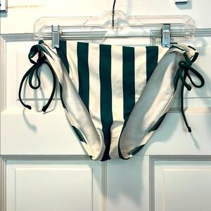 Shade & Shore Green and White Striped Bikini Bottom